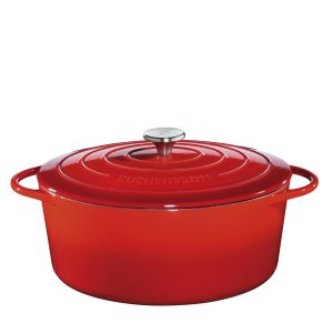 Gusseisenbräter rot oval 35 cm – Küchenprofi