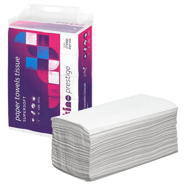 Papierhandtücher Satino Prestige by wepa 274980, Interfold-Falzung, 2-lagig hochweiß, 24x32cm, 3.000 Tücher