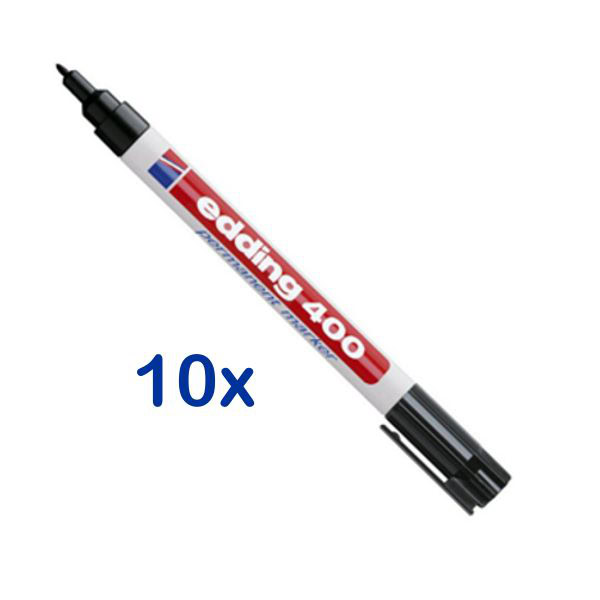 10 Permanentmarker edding 400, Rundspitze, Strichbreite 1,0 mm, versch. Farben
