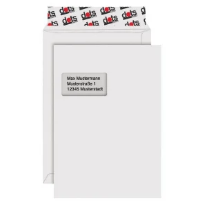 100 dots Versandtaschen C4 weiß. haftklebend mit Abziehstreifen, versch. Ausführungen