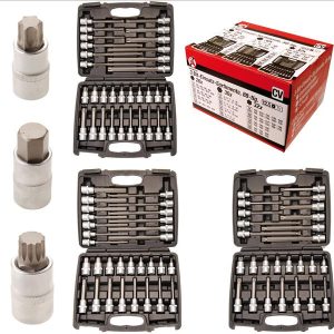 3 Bit-Einsatz-Sets: Innenvielzahn, Innensechskant, T-Profil, 12,5 (1/2), 88-tlg.