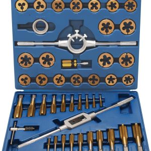 Gewindeschneid-Satz, Wolframstahl, titan nitriert, 45-tlg.