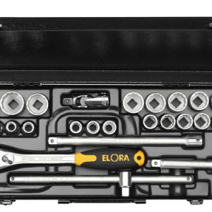 Steckschlüssel-Satz 1/2″, Sechskant, 23-teilig 3/8″-1.1/4″ AF, ELORA-771-OK LAU