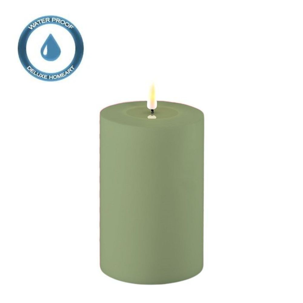 Deluxe Homeart Led-Kerzenstaub Grün 10 x 15 cm Outdoor