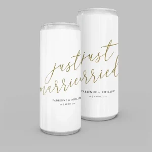 Personalisierbare Dosen Aufkleber “just married” Kalligraphie 10er-Set