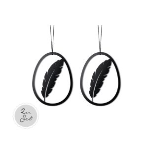 Felius 2er Set Osterei Feder Schwarz – Hängend