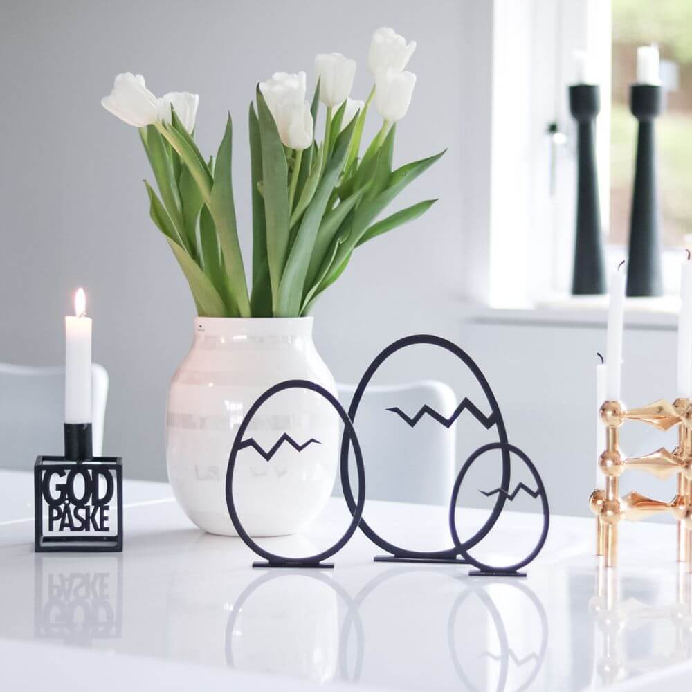 Felius 3er Set Osterei mit Feder Schwarz Stehend – Bild 6