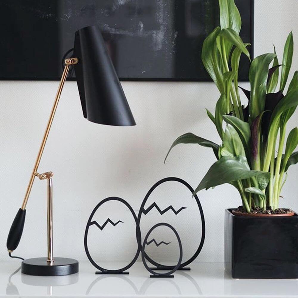 Felius 3er Set Osterei mit Feder Schwarz Stehend – Bild 5