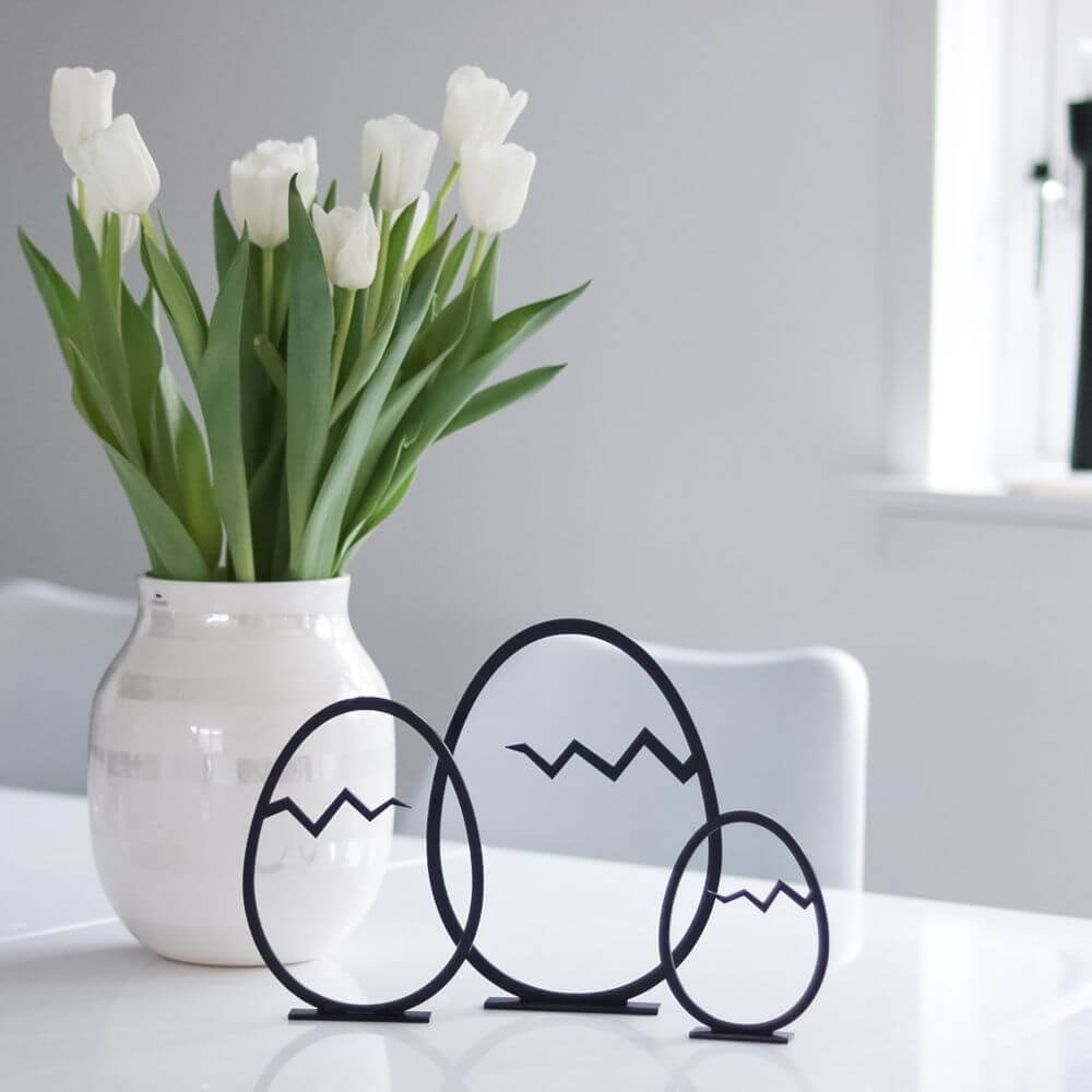 Felius 3er Set Osterei mit Feder Schwarz Stehend – Bild 4