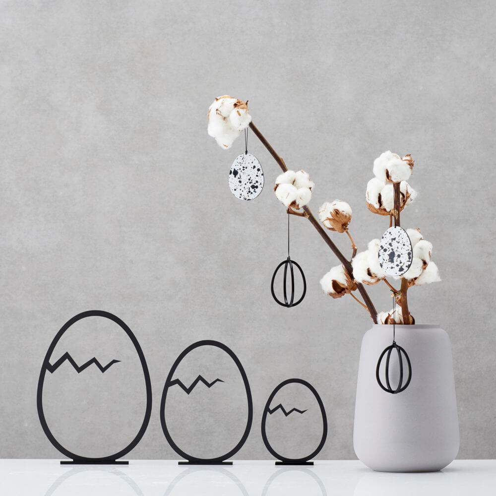 Felius 3er Set Osterei mit Feder Schwarz Stehend – Bild 2