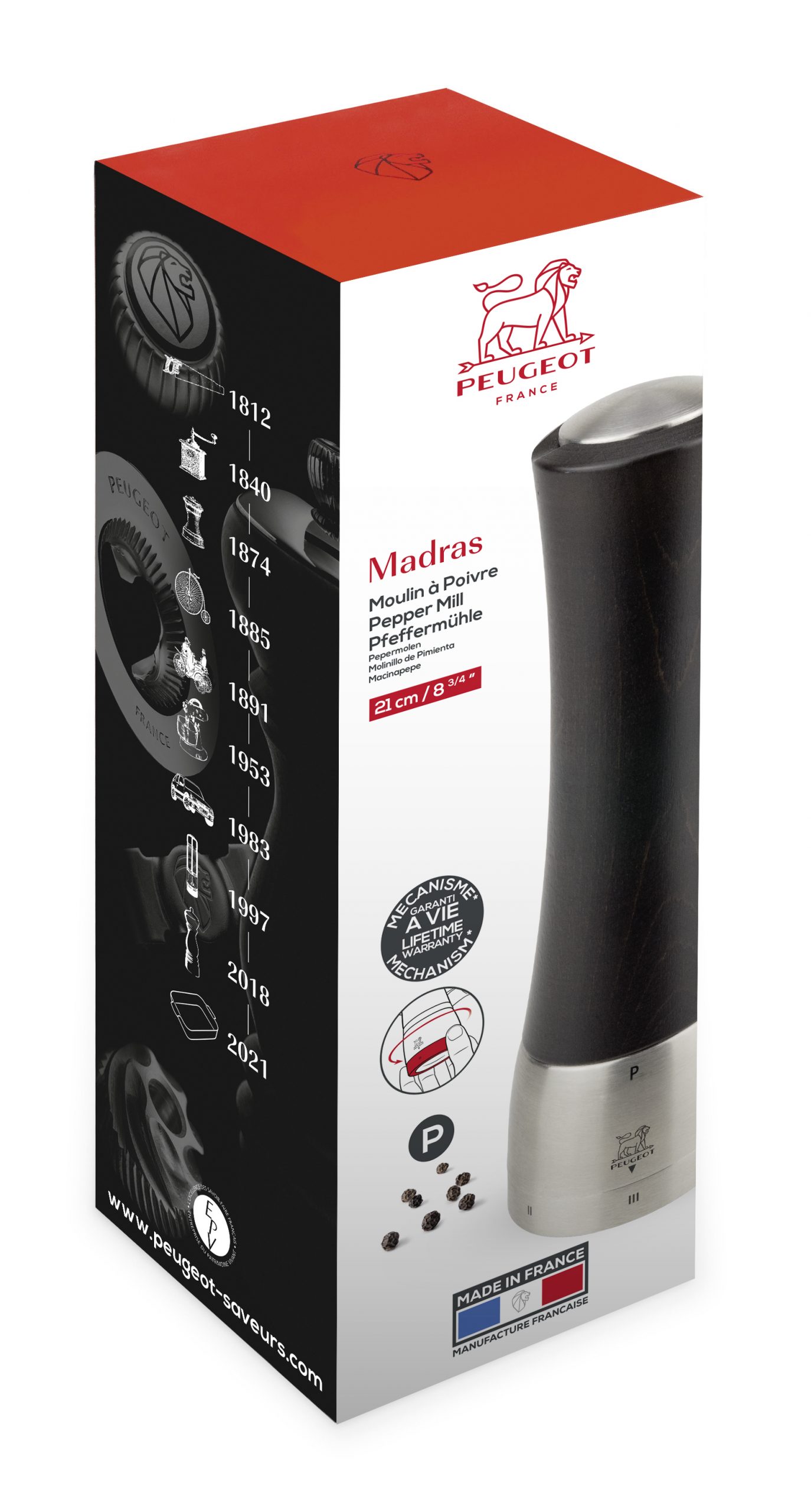 Salzmühle “Madras” schwarz 21 cm – Peugeot Saveurs – Bild 2