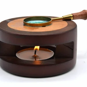 Siegelwachs-Stövchen aus Holz mit Schmelzlöffel