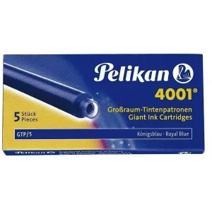 5 Pelikan 4001 Tintenpatronen für Großraum-Füller blau