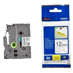 brother TZe-S231 Schriftband, stark-klebend, schwarz auf weiß 12 mm