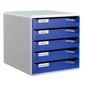 LEITZ Schubladenbox Post-Set DIN A4 mit 5 Schubladen, versch. Farben