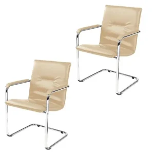 2 Nowy Styl Besucherstühle „Rumba Chrom“ Freischwinger, Kunstleder, versch. Farben