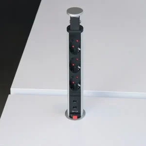Steckdosentower versenkbar, 3 x Steckdose + 2x USB-A, mit oder ohne Fräsung