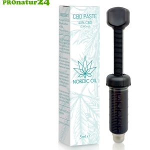 CBD PASTE der Cannabis Pflanze mit 40 % CBD Anteil. Ohne THC. Biologisch und vegan produziert von Nordic Oil.
