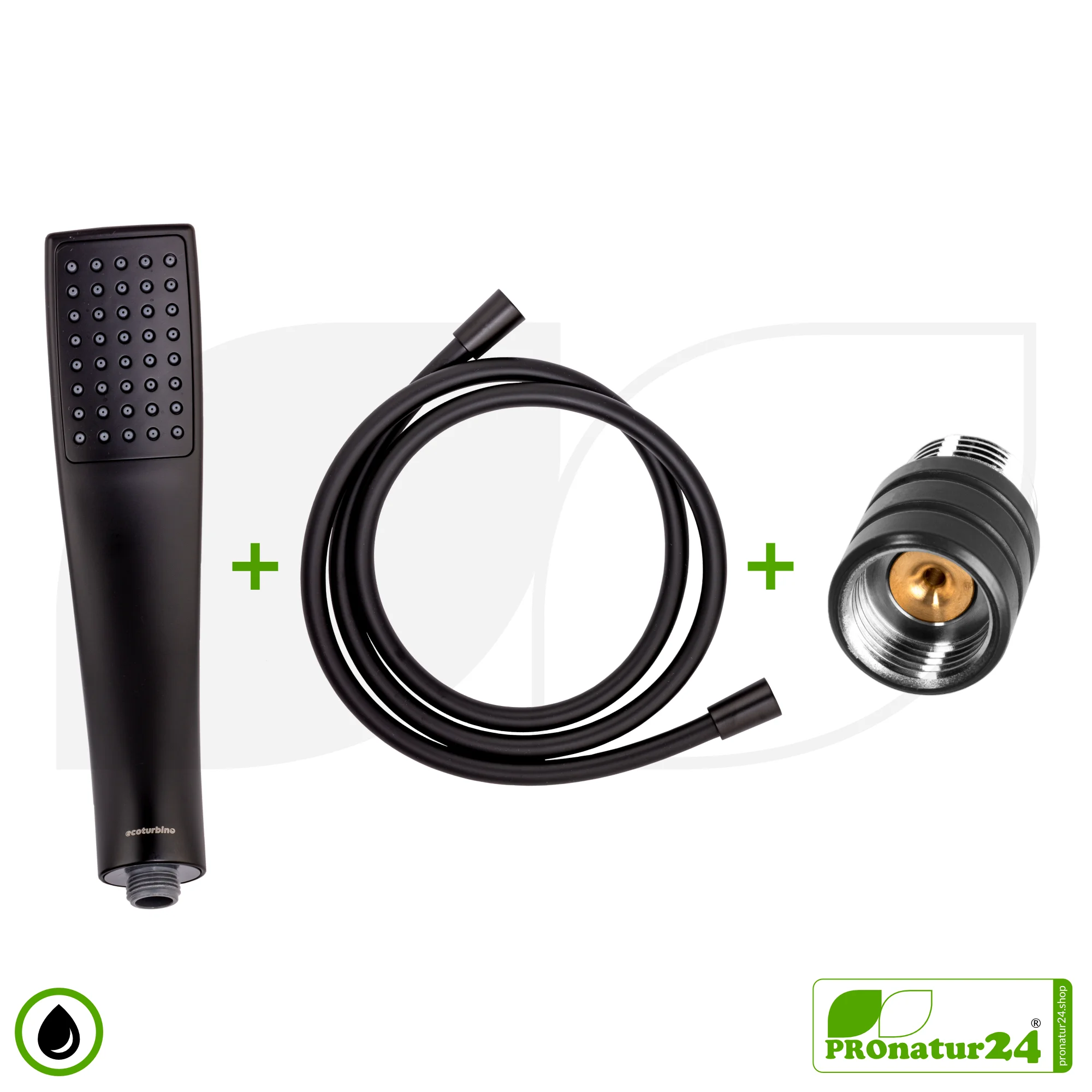 ecoturbino® Duschbrause DELUXE SET 10 Legio | ET10L Wasserspar Adapter + Brauseschlauch + DESIGN Duschkopf – Bild 4