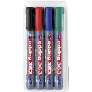 4 Whiteboardmarker Edding 363, Keilspitze, Strichbreite 1,0 – 5,0 mm, farbsortiert