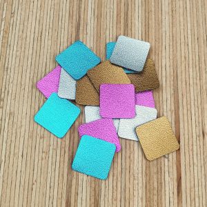 10 schimmernde Kunstleder-Patches (27mm) für Ösen – verschiedenen Farben