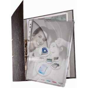 3 LEITZ 4755 Prospekthüllen A4 transparent genarbt, mit verstärktem Lochrand und 2cm Seitenfalte