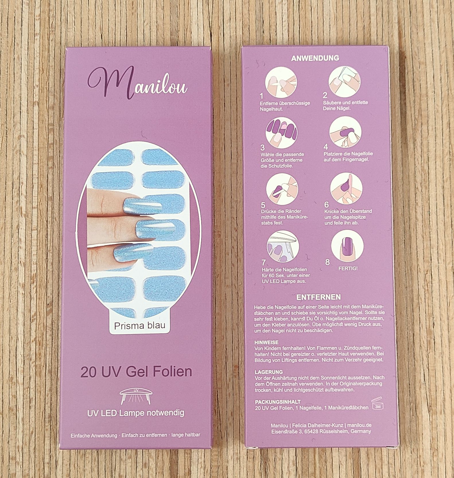 UV Gel Folien – Manilou – Prisma blau – Bild 2