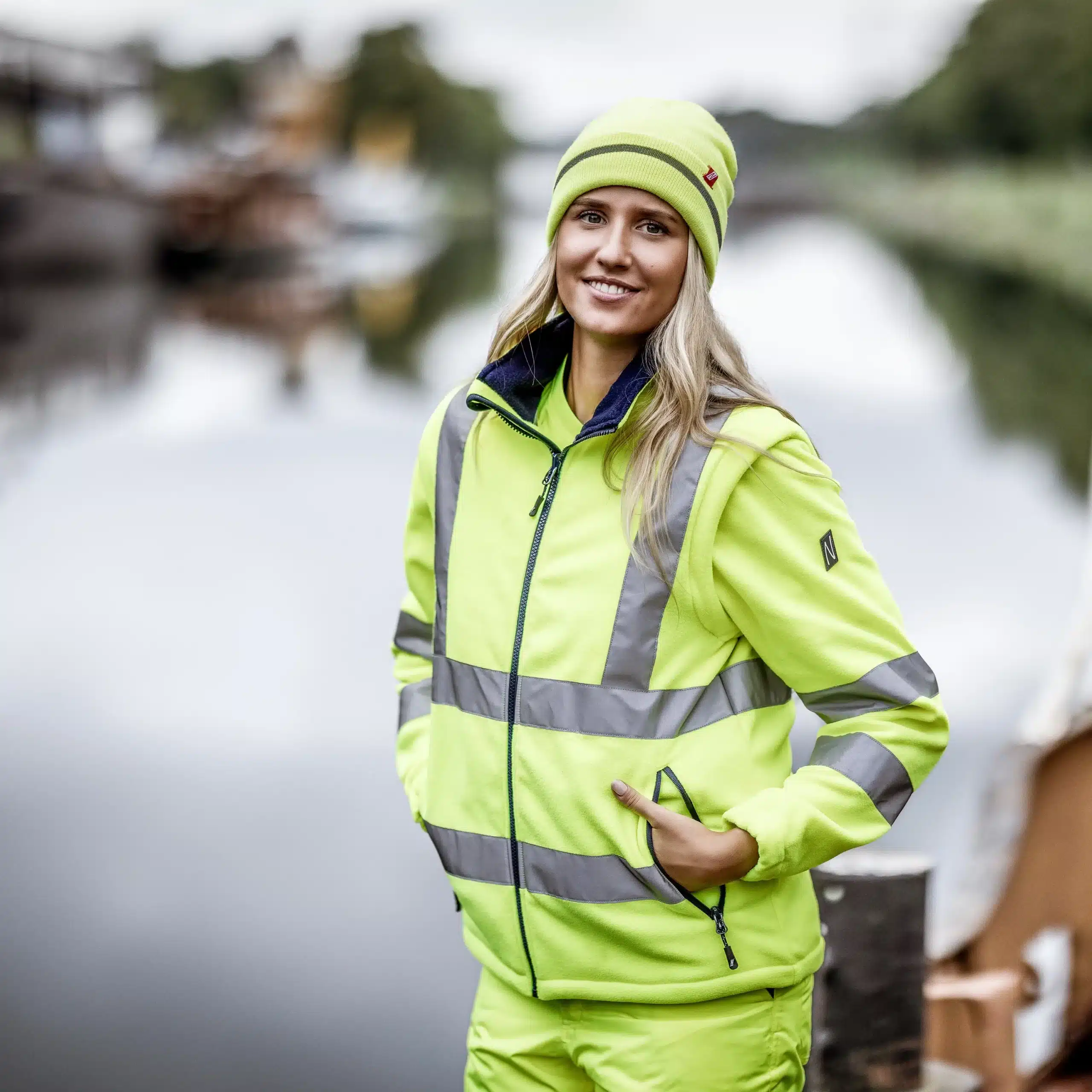 NITRAS MOTION TEX VIZ | Warnschutz-Fleecejacke | neongelb | 7061 – Bild 2