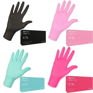 Mercator nitrylex | Grün, Pink, Magenta & Schwarze Nitrilhandschuhe | 100 Stück
