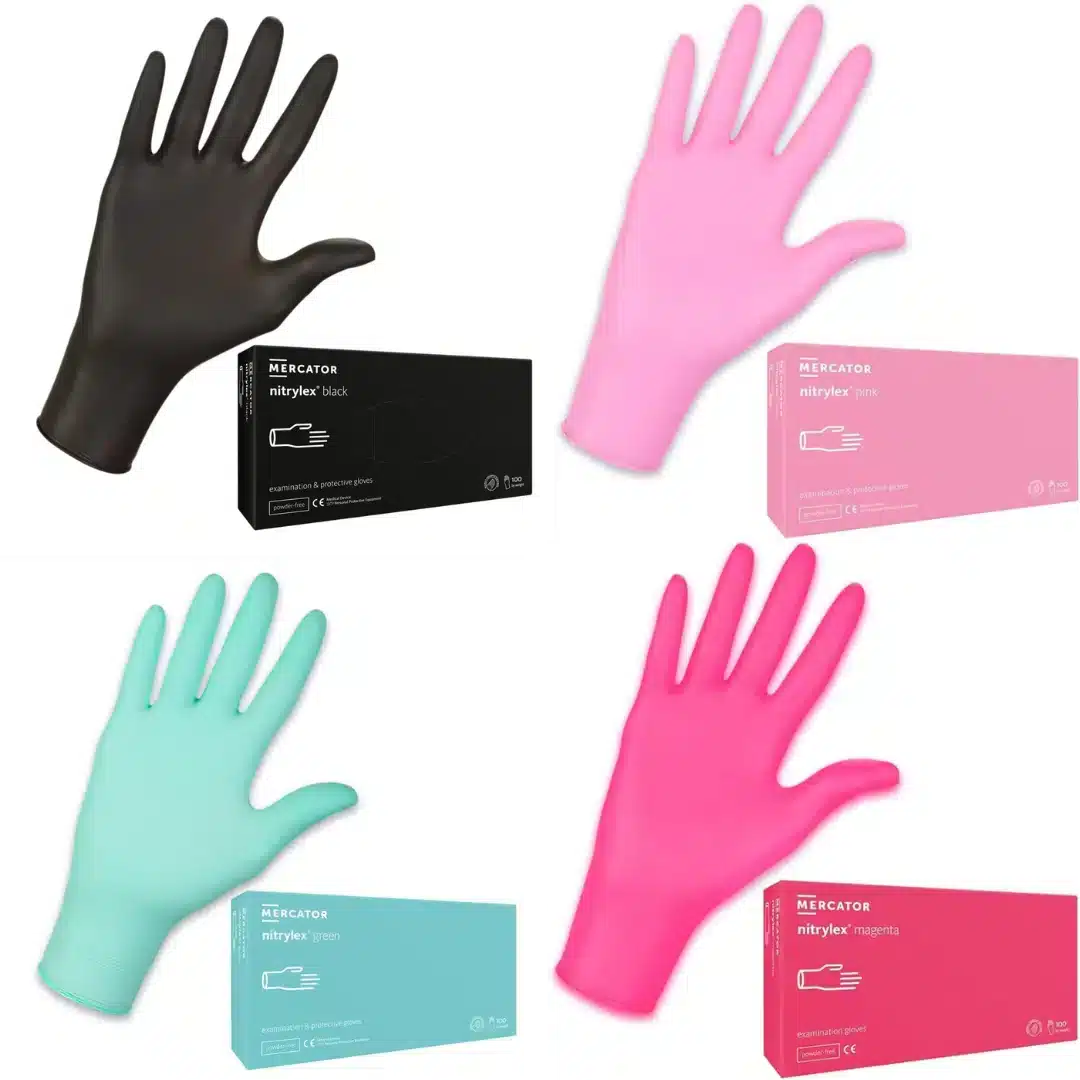 Mercator nitrylex | Grün, Pink, Magenta & Schwarze Nitrilhandschuhe | 100 Stück