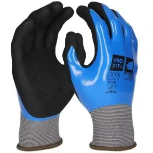 PRO FIT | Nitril Handschuhe, Ultra Dry, | 2fach Tauchung, blau/grau | 12 Paar