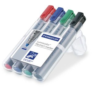 Flipchartmarker STAEDTLER Lumocolor 356, farbsortiert, Rundspitze, Strichbreite 2,0 mm, versch. Mengen
