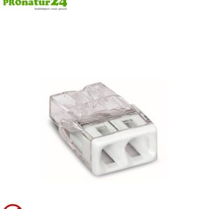 WAGO Compact Steckklemmen bzw. Verbindungsdosenklemmen | Modell 2273-202 | für 2 eindrähtige Leiter | Leiterquerschnitt 0,5 bis 2,5 mm² | 450V / 24 A | 100 Stück pro Packung