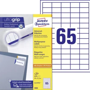 6.500 AVERY Zweckform 3666 Etiketten weiß 38,0 x 21,2 mm